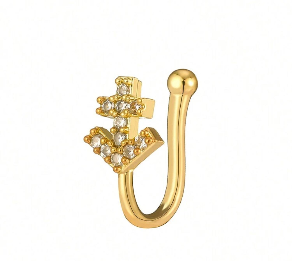 Clip On Nose Ring, Nose pin, nose stud, non piercing nose ring 1 Pc (FREE SHIPPING)