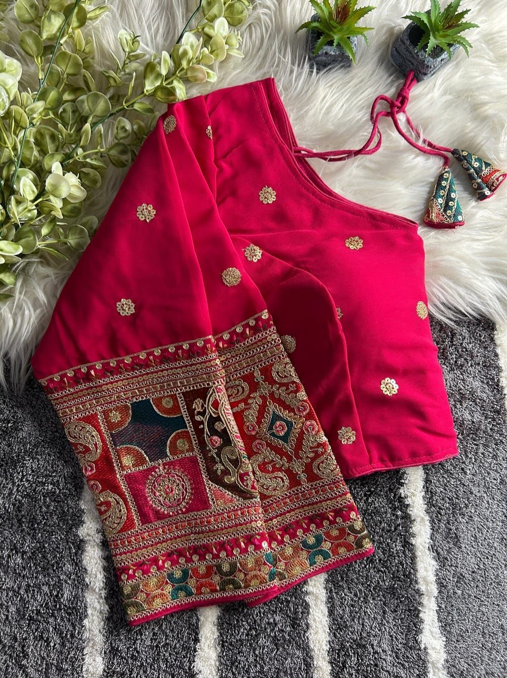 Wedding collection Blouse with amazing work on sleeves - ready to wear - Rani Color