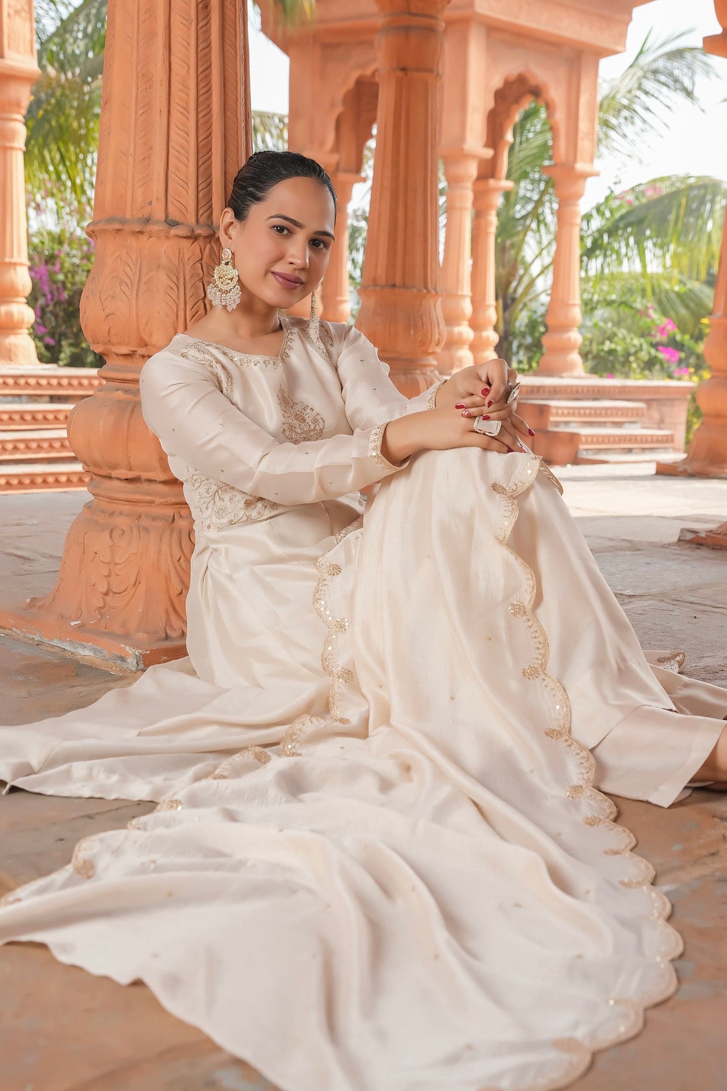 The most amazing Beautiful collection of Vichitra Silk embroidery work Top with plain Bottom & Vichitra silk embroidered cut work Dupatta