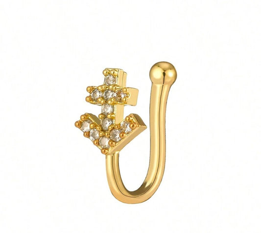 Clip On Nose Ring, Nose pin, nose stud, non piercing nose ring 1 Pc (FREE SHIPPING)