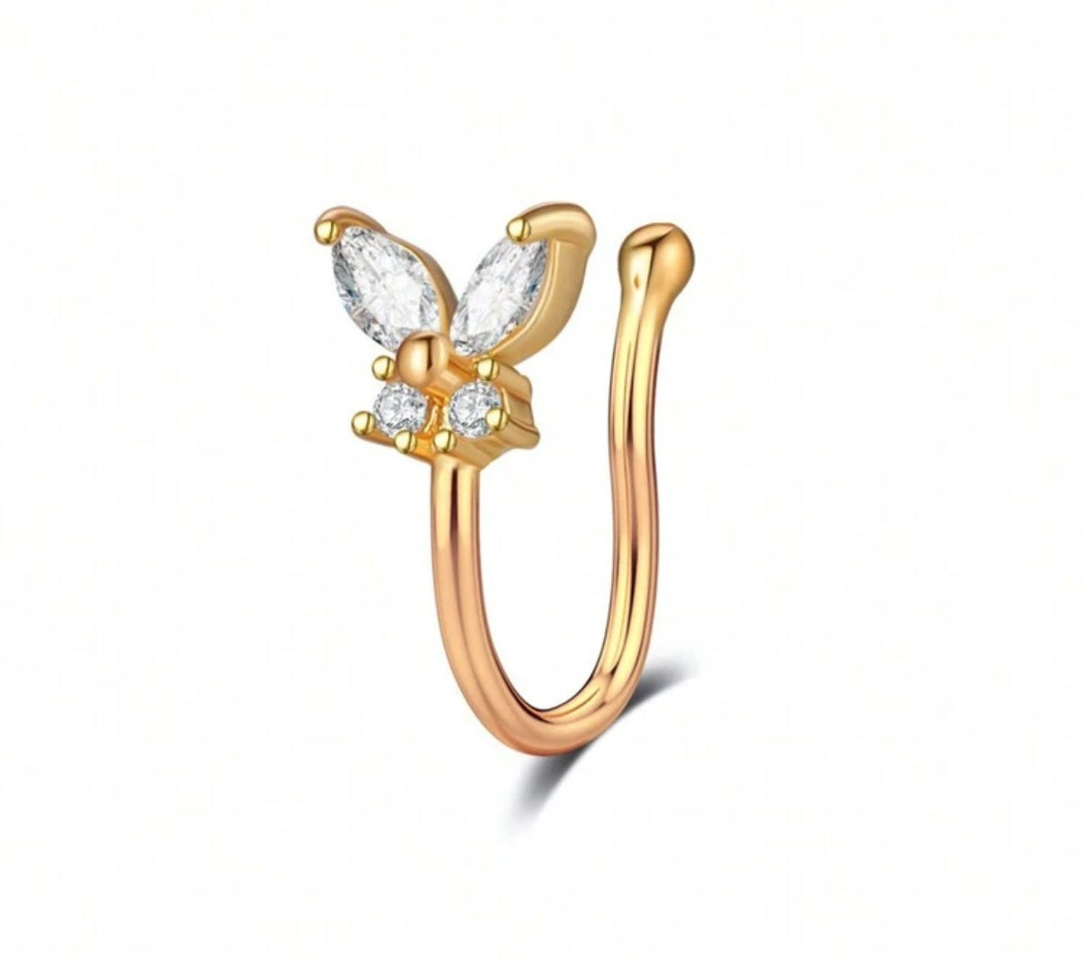 Clip On Nose Ring, Nose pin, nose stud, non piercing nose ring 1 Pc (FREE SHIPPING)