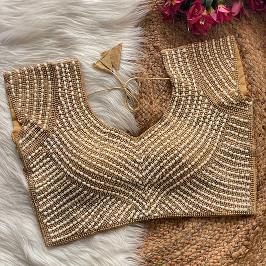 Pure Handwork Blouse - Golden color