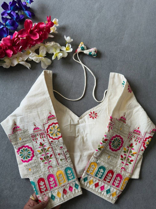 Pure Khadi Cotton Blouse - white