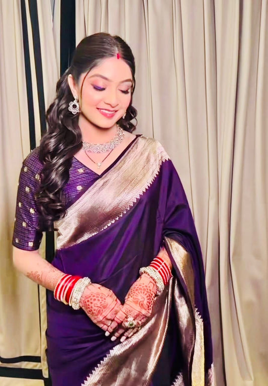 Soft silk saree with pure zari border