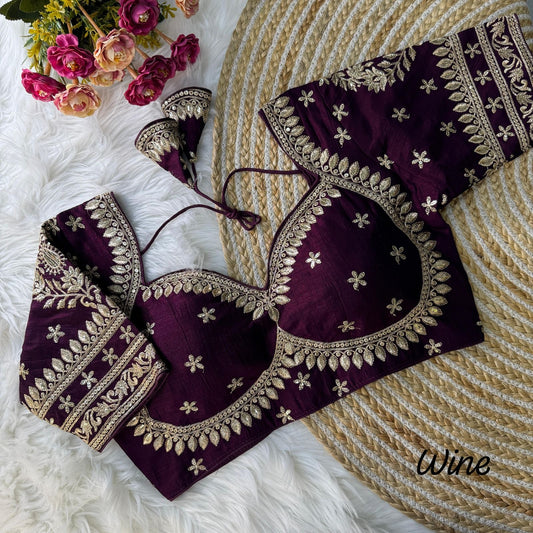Royal Bridal Wear Blouse - Wine Color (free size)