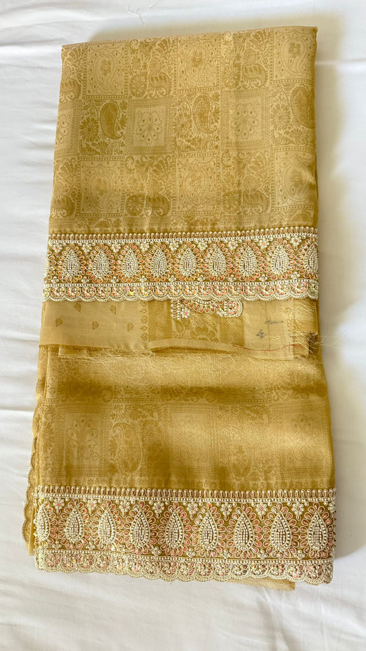Golden Tissue Silk Saree with Rich Border