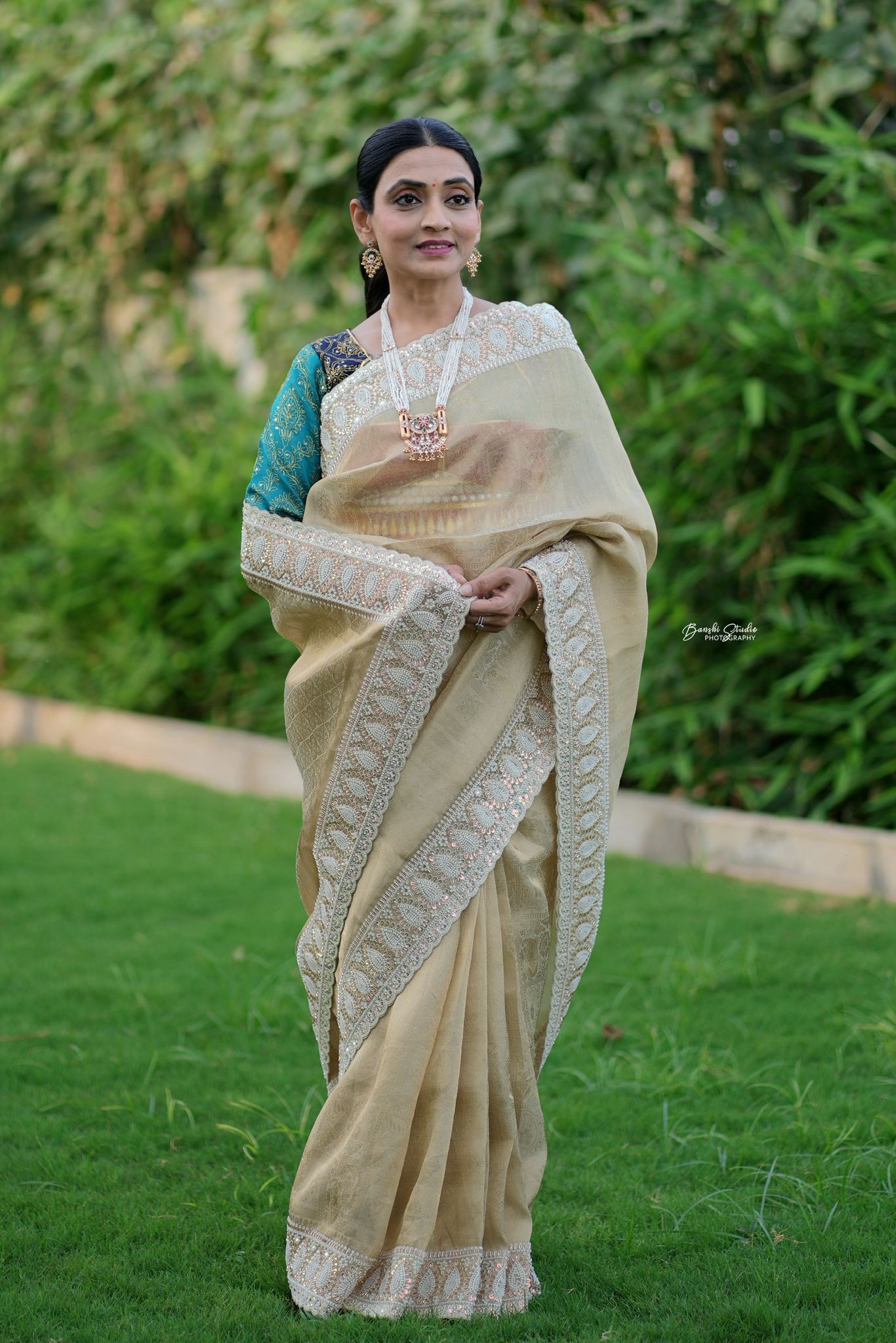 Golden Tissue Silk Saree with Rich Border