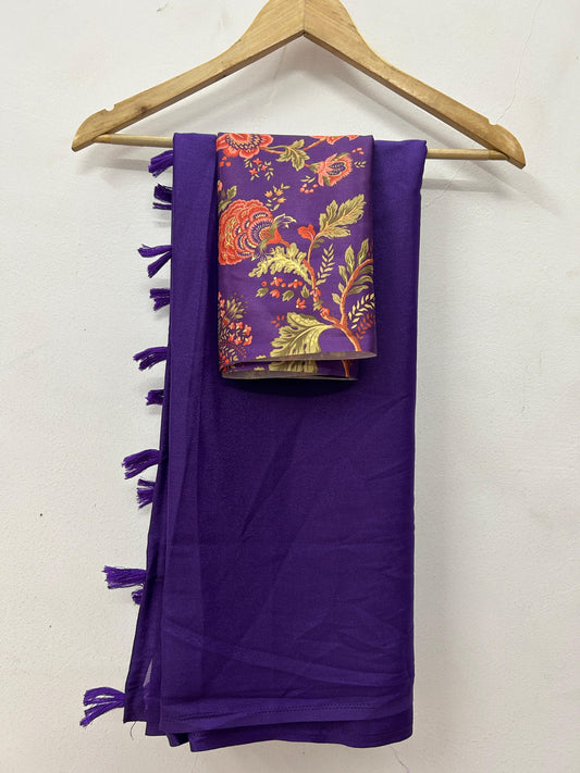 Soft Georgette Saree With Digital Kalamkari Matching Blouse (SOLD OUT )