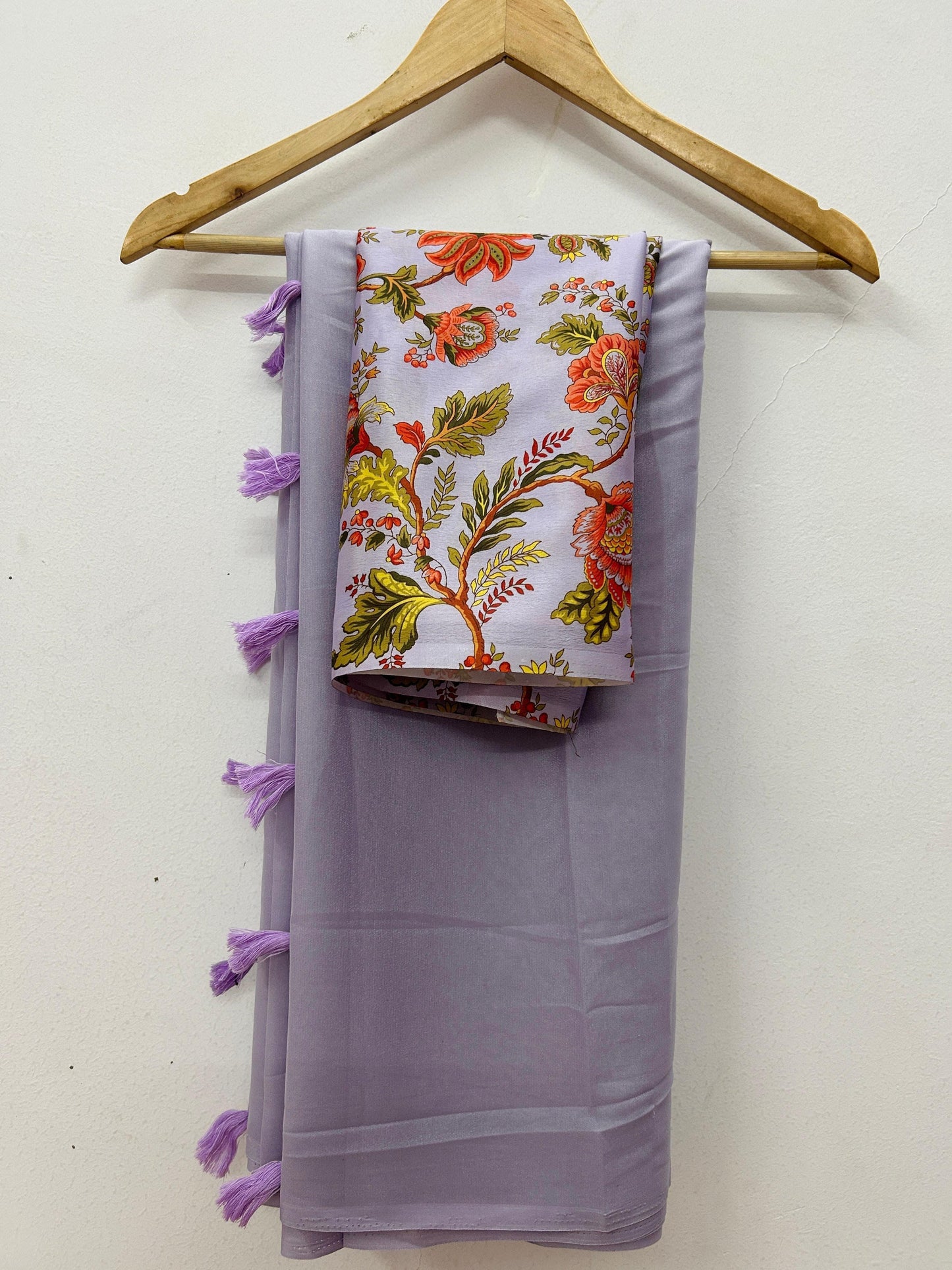 Soft Georgette Saree With Digital Kalamkari Matching Blouse (SOLD OUT )